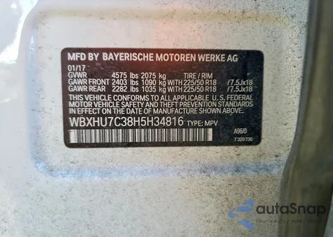 2017 BMW X1 Sdrive28I z USA, uszkodzony, nr VIN WBXHU7C38H5H34816